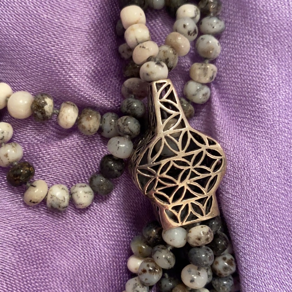 Arhaus Jewels Brindle Agate Stone Beaded Tassel Necklace - Picture 3 of 8